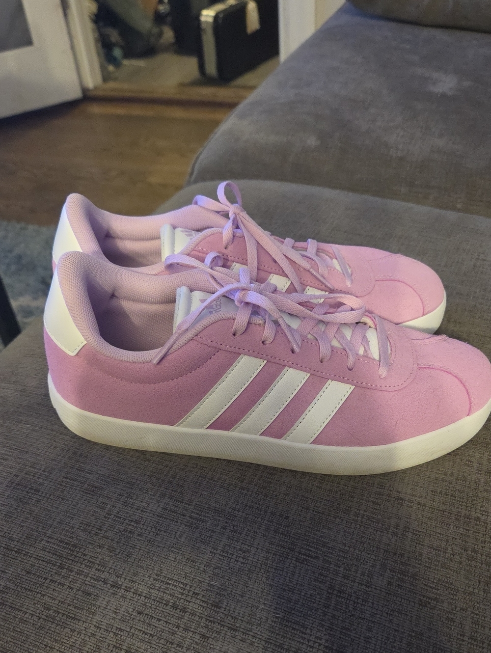 adidas Pink and White Classic Low-Top Sneakers